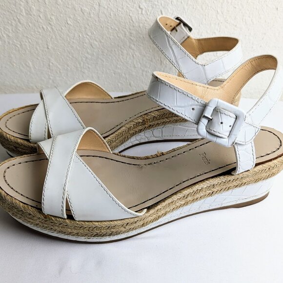 CHRISTIAN LOUBOUTIN White Leather Espadrilles Platform Wedges Size: 9 | IT - Picture 3 of 7